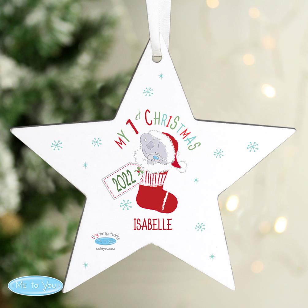 Personalised My 1st Christmas Stocking Star Decoration Extra Image 2